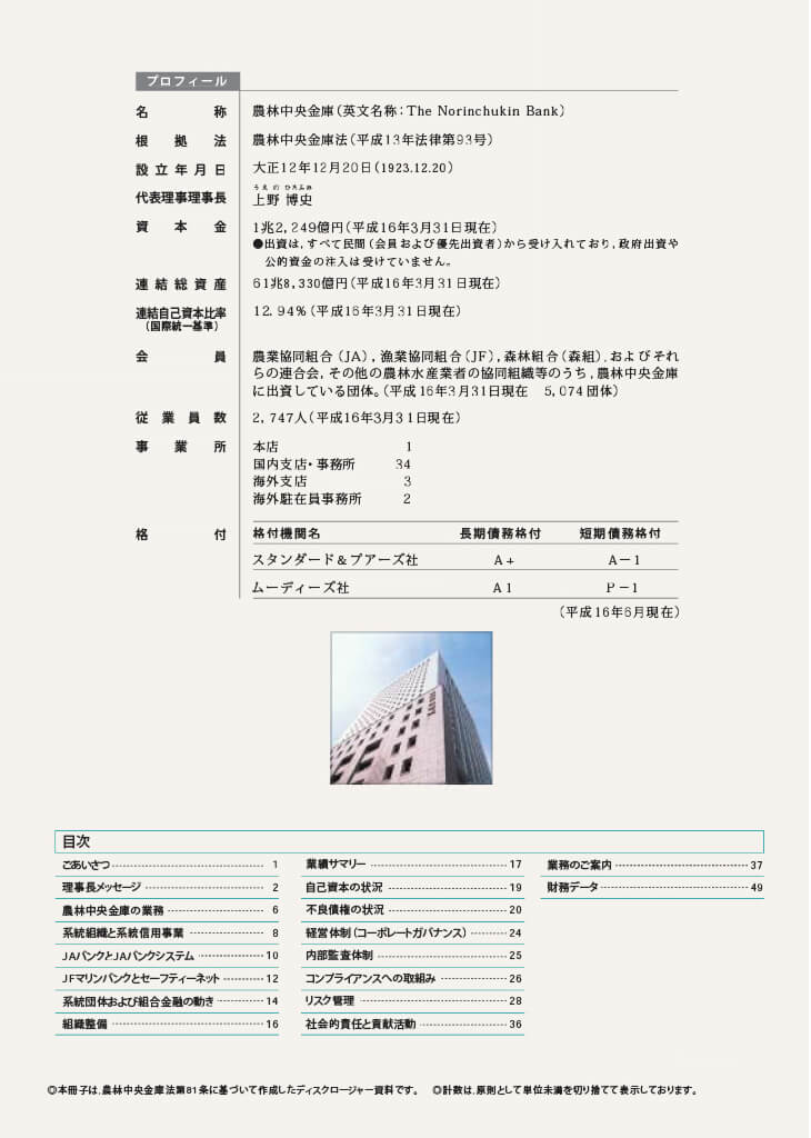 ディスクロージャー誌 2004年度版 PDFで開く